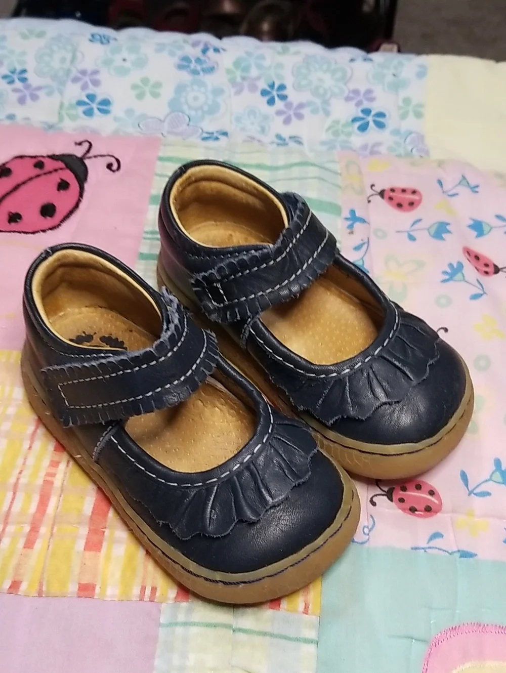 Livie & Luca Navy Blue Leather Mary Jane Size 5 Original Ruche Made in Mexico